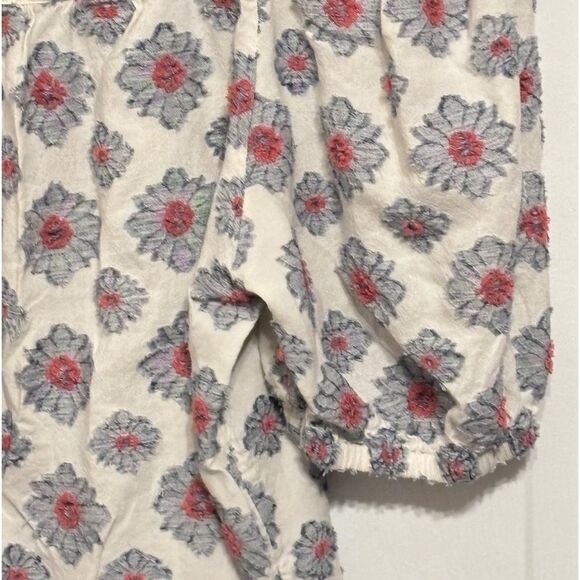 Ann Taylor Factory | Women’s White Blue Floral Oversized Short Sleeve Blouse - Picture 6 of 15